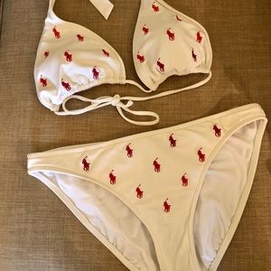 Ralph Lauren White Pony Two Piece Swimsuit